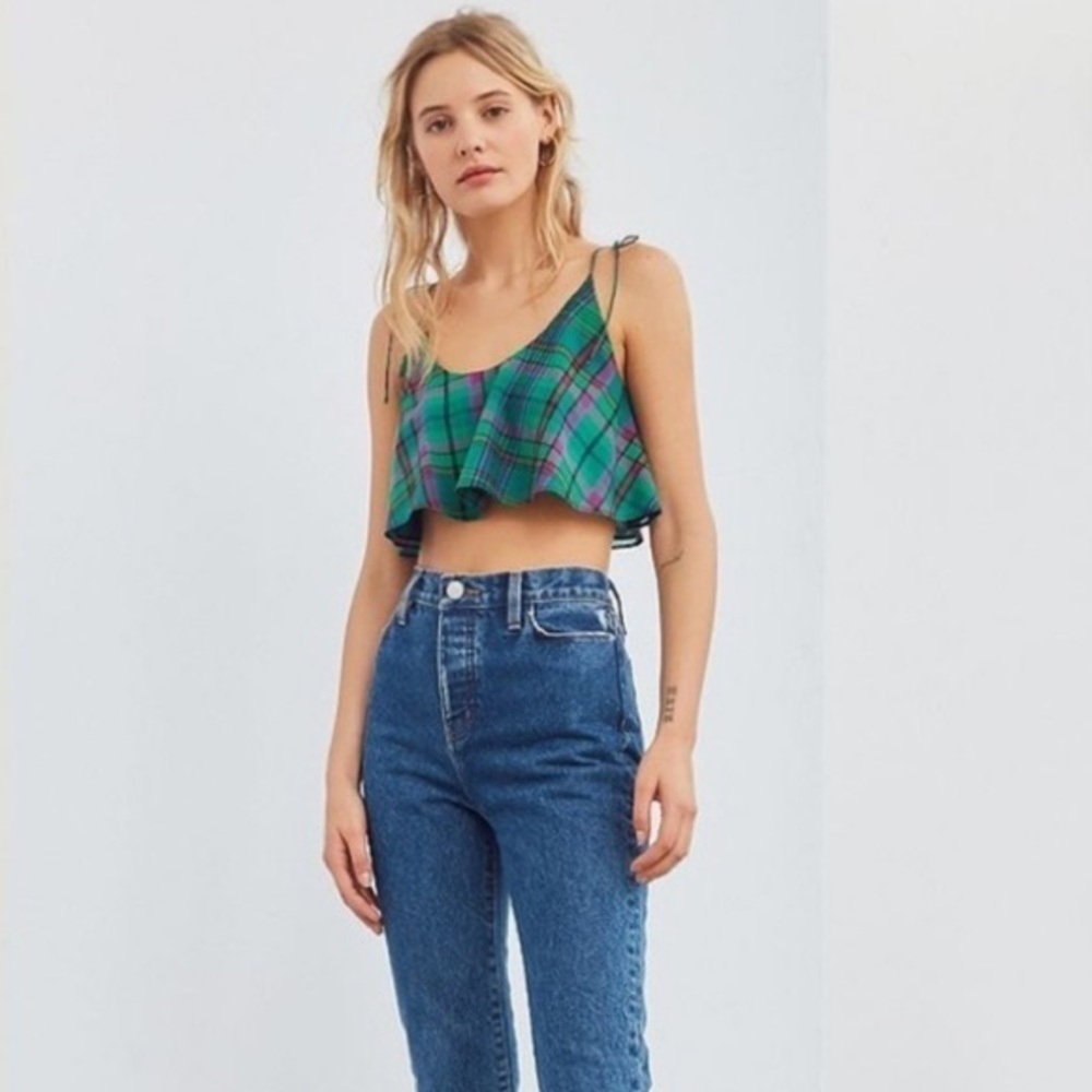 Urban Outfitters BDG Plaid Green Cropped C…